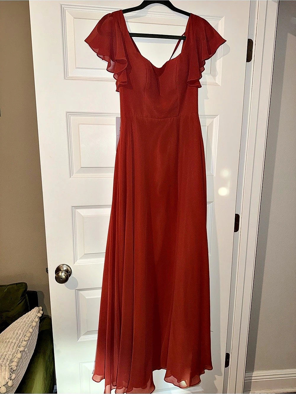 AZAZIE Jolin Ruffle Sleeve Maxi Dress terracotta Size 0